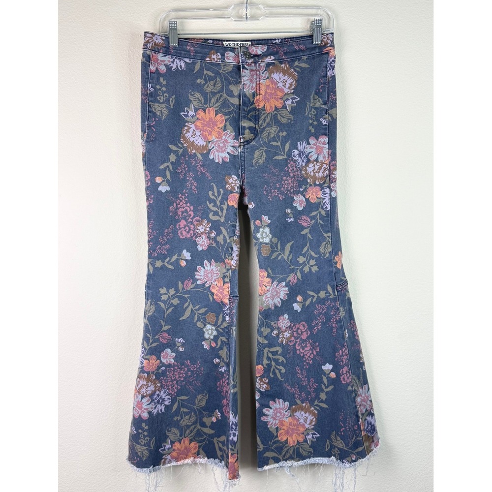 Free People Jeans Womens 30 Just Float On Flare Floral Print High Rise Boho